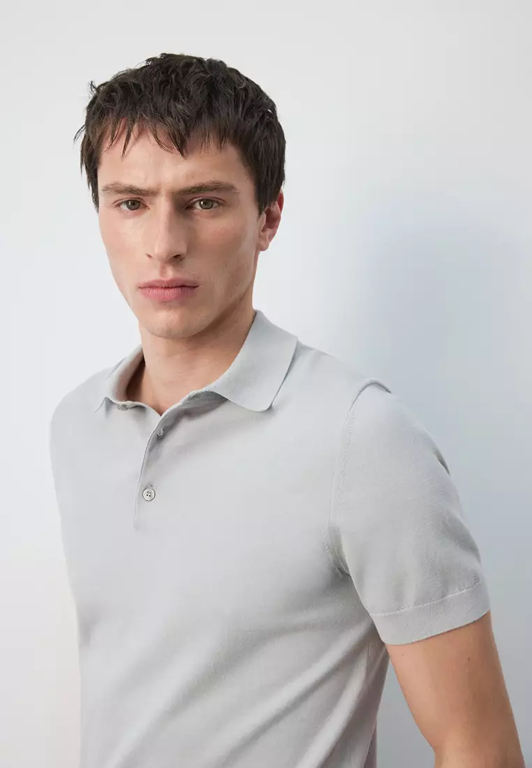 Fine-Knit Polo Shirt