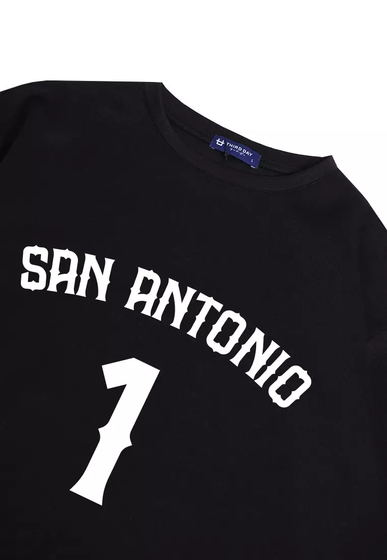 MTQ10 kaos baju basket basketball t shirt oversize bahan tebal scuba san antonio 1 hitam