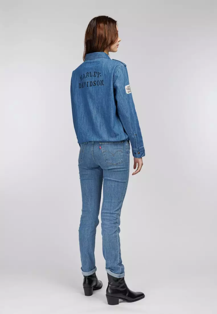 Chambray anorak top