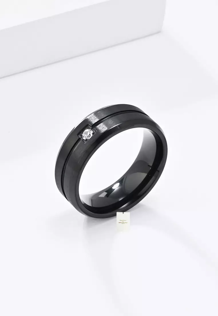 Stylish Chic Titanium Steel Zircon Ring JW QF-JZ910