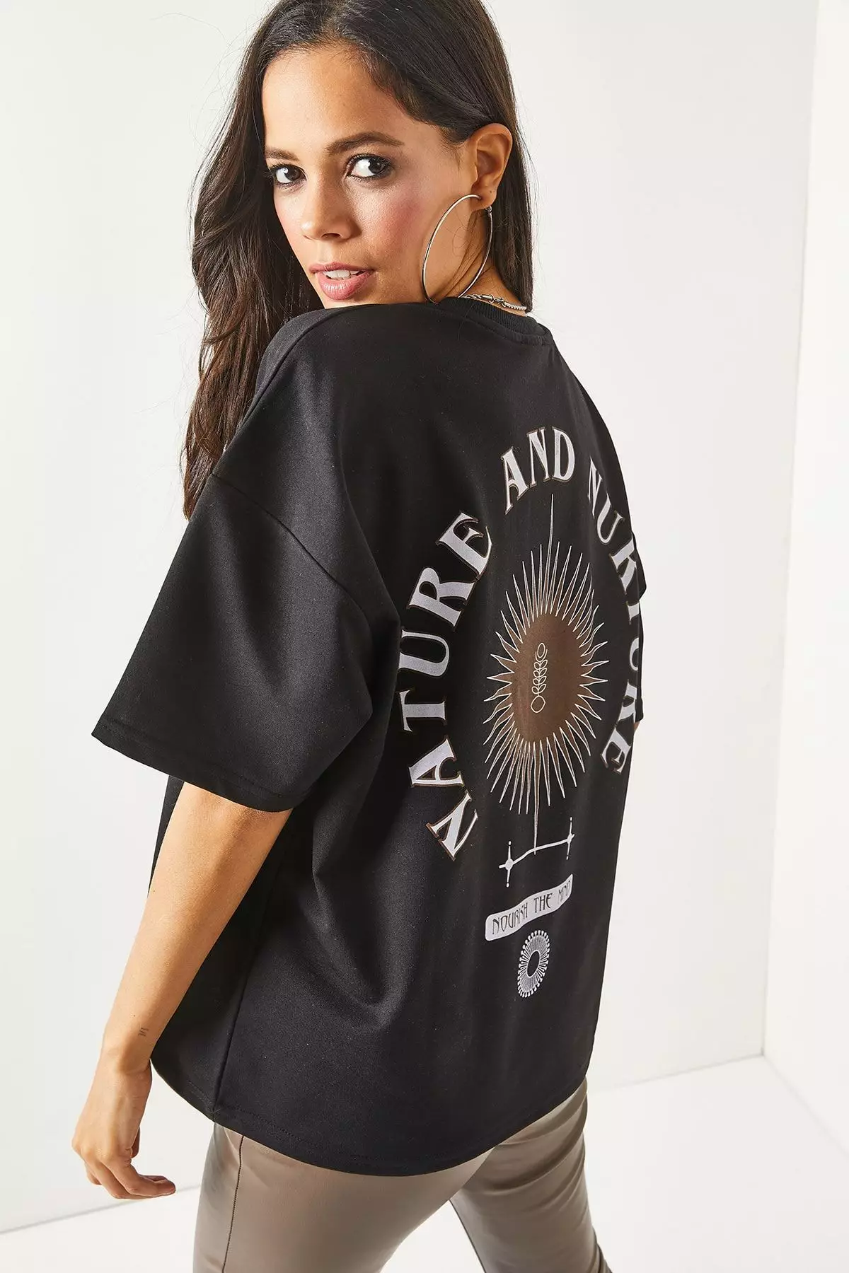 Symbol Front Back Printed 2 Thread Unisex Oversize T-Shirt