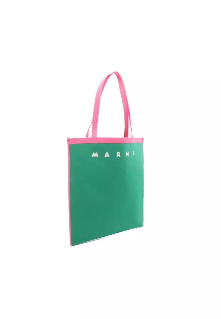 Pre-Loved MARNI Logo Tote Shoulder bag tote bag green pink