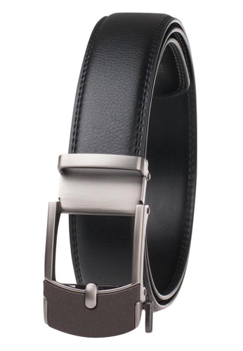 FANYU grey Men's Slide Buckle Automatic Belts Ratchet Genuine Leather Belt 35mm Width DBA10ACF7D4BD9GS_1