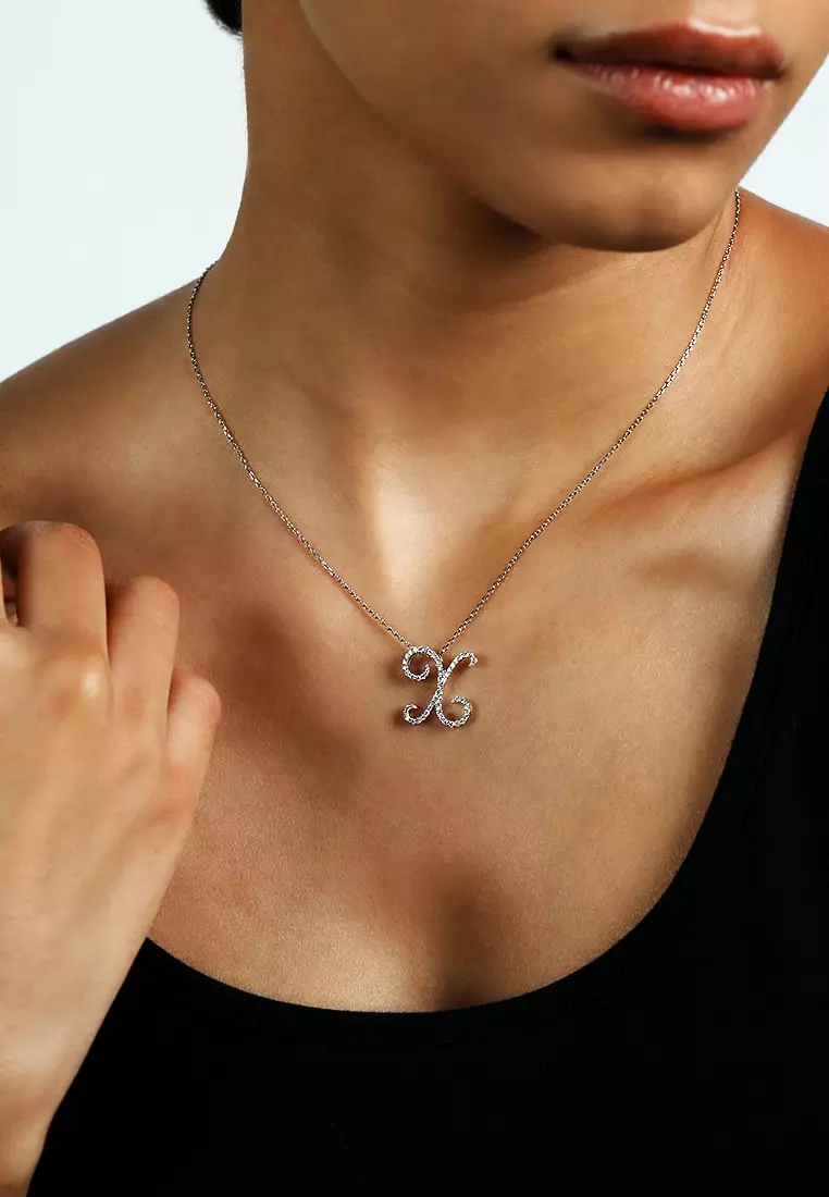 Buy BEON Diamond Pavé Lab Grown Diamond 'X' Initial Pendant in 18k ...