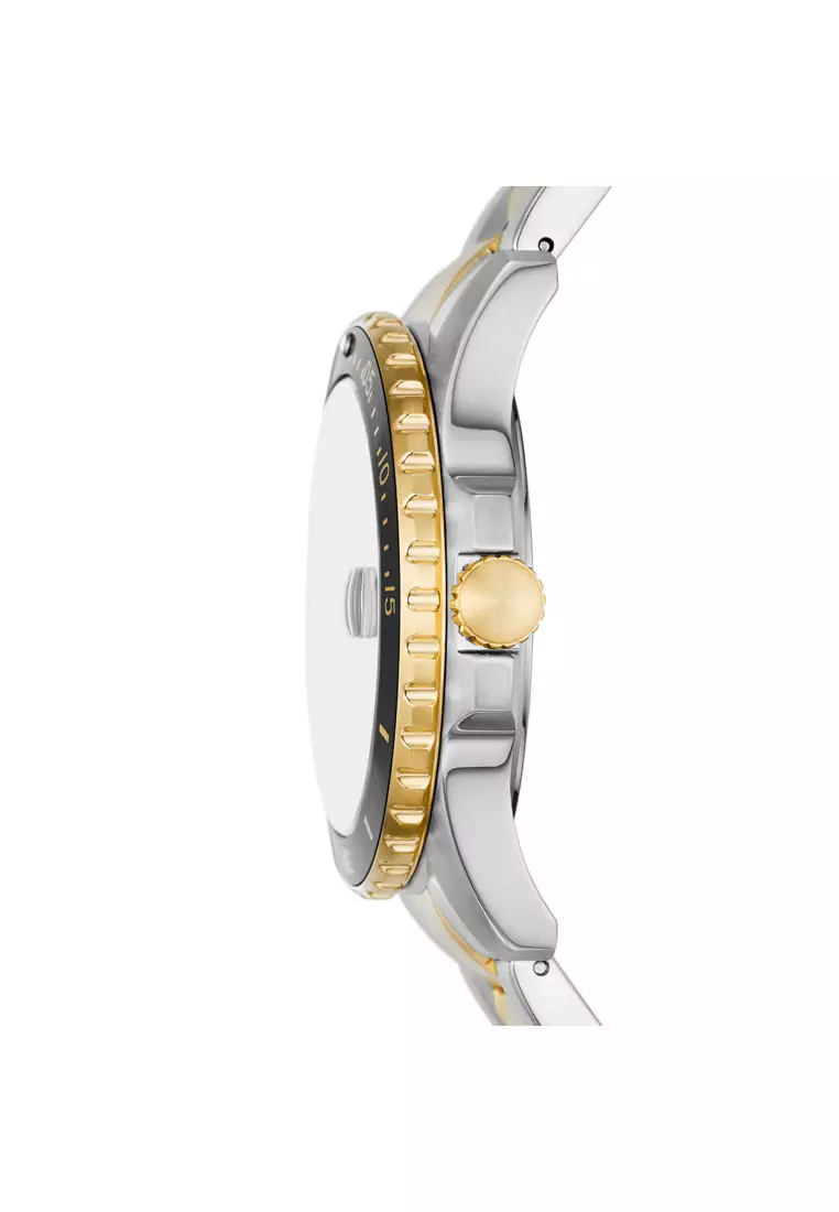 Fossil Fossil Blue Dive Three-Hand Date Two-Tone Stainless Steel Watch ...