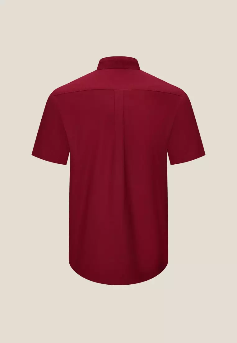 G2000 Wrinkle Free Oxford Stand Collar Smart Fit Short Sleeve Casual Shirt with Logo