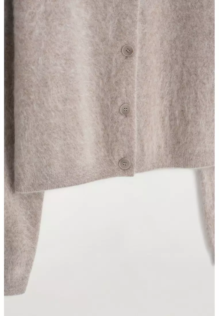 BRUSHED-CASHMERE CREW-NECK CARDIGAN