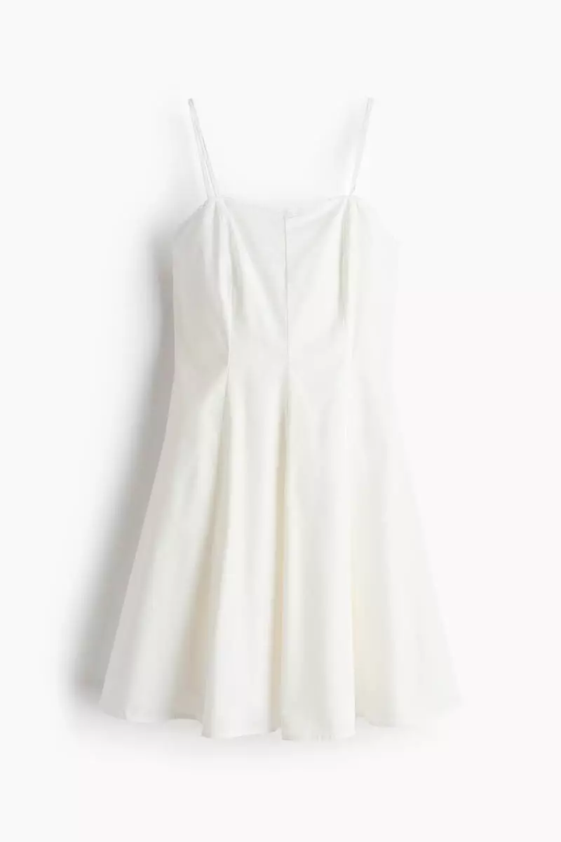 Flared-skirt poplin dress