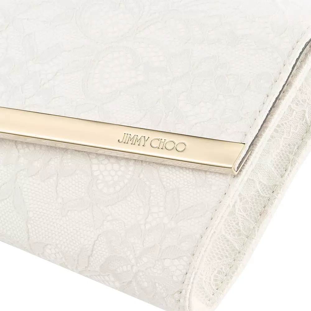 Emmie Lace Chain Linked Clutch Bag Ivory/Light Gold