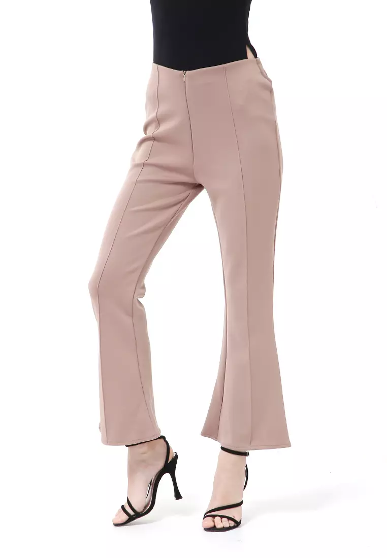 Stella Celana Kerja Wanita Long Pants Cutbray Simple Design Material Scuba ORIGINAL - Mocca