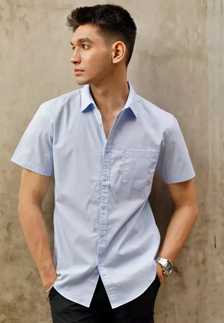 Oxcon Short Sleeve Business Shirt soft cotton Light Blue