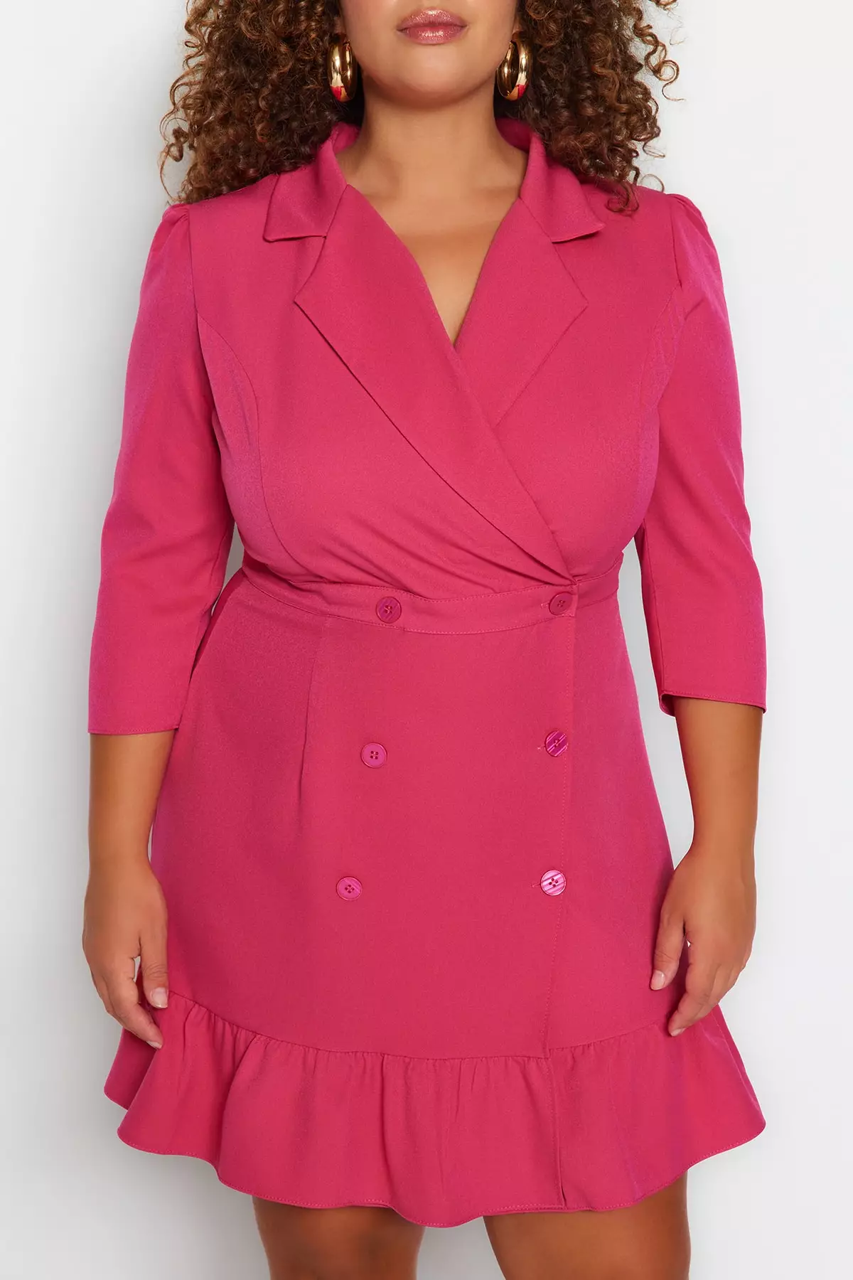 Abito Trendyol Plus Size Viola – Vestito Mini Donna Con Scollo A V E Taglio Dritto – Per Occasioni Casual E Tempo Libero