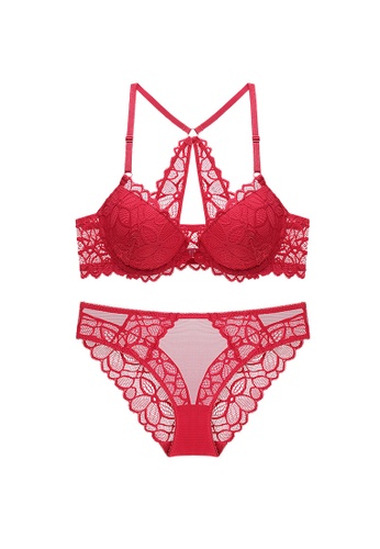 LYCKA red LMM0122-Lady Two Piece Sexy Bra and Panty Lingerie Sets (Red) 783DEUS0D66AC6GS_1