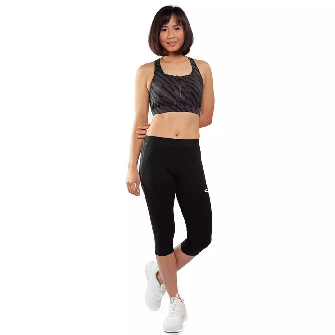 Sport Bra Racer Back Print Dark Grey Opelon