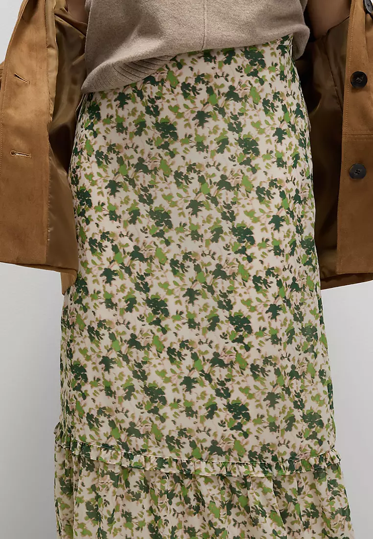 Chiffon Floral Midi Circle Skirt