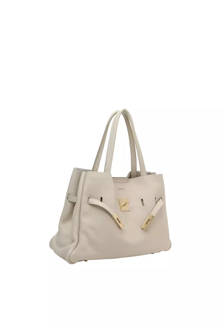 SAOIRSE Soft Structural Belt Tote Bag - Cream Beige