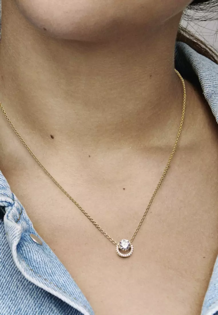 Pandora round outlet halo necklace