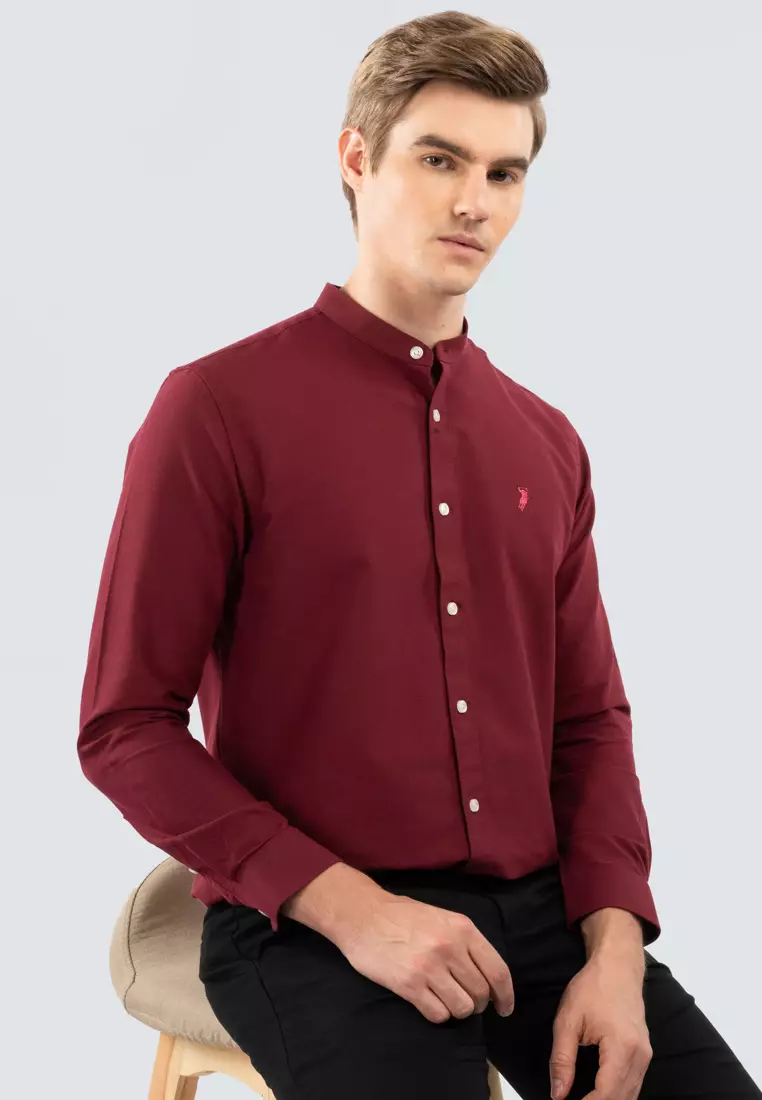 Polo Haus - Men’s Cotton Mix Signature Fit Mandarin Collar Long Sleeve MBLSE002