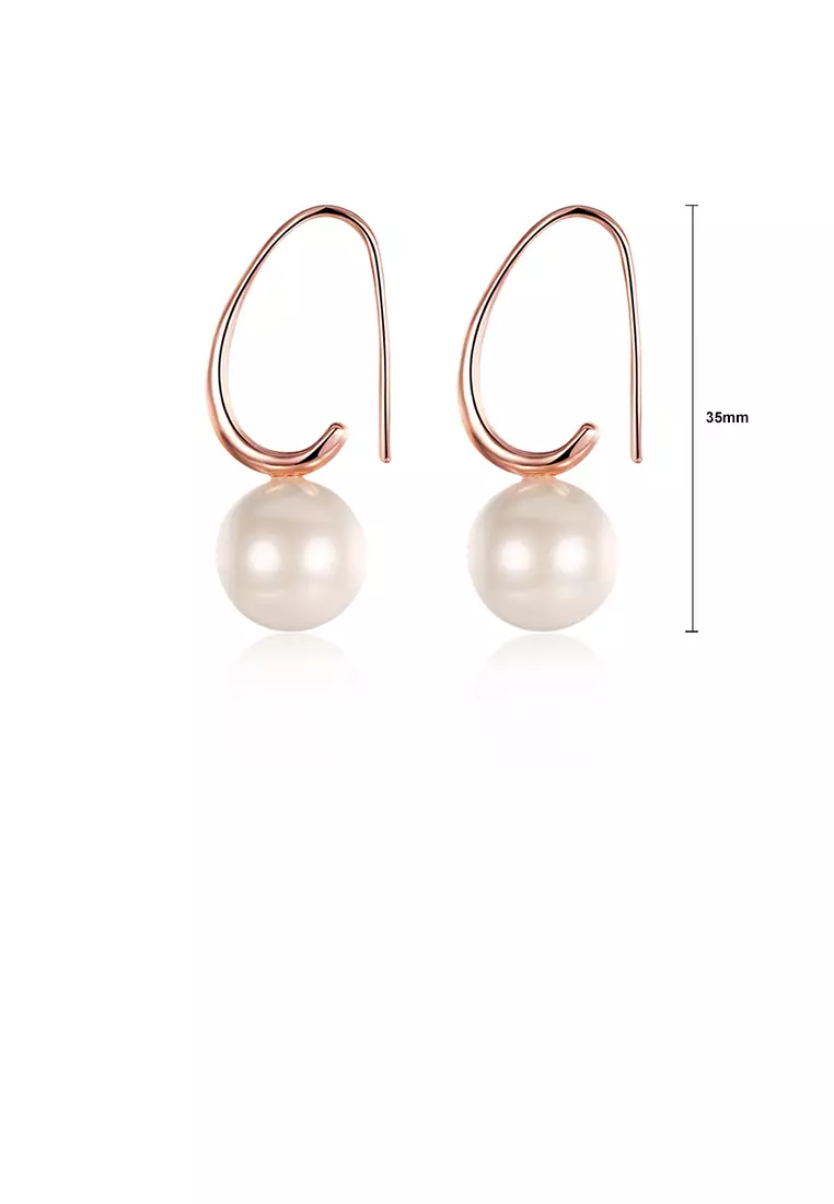 Buy Glamorousky Simple Plated Rose Gold Water Drop Pearl Earrings
