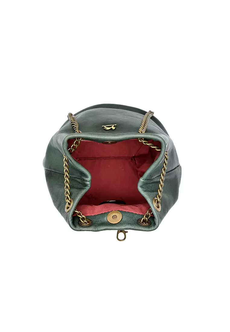 Porto Italy Leather Sling Bag-BCL 159/G-Dark Green