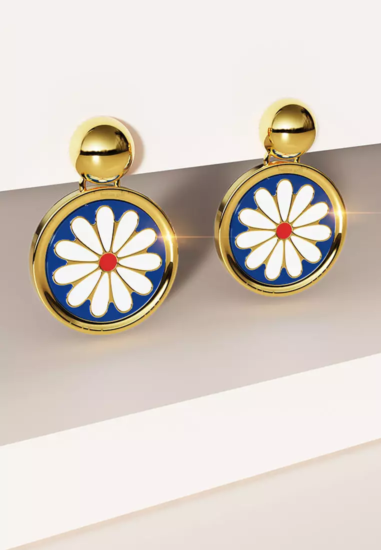 Bullion Blue Blossom Earrings in Gold