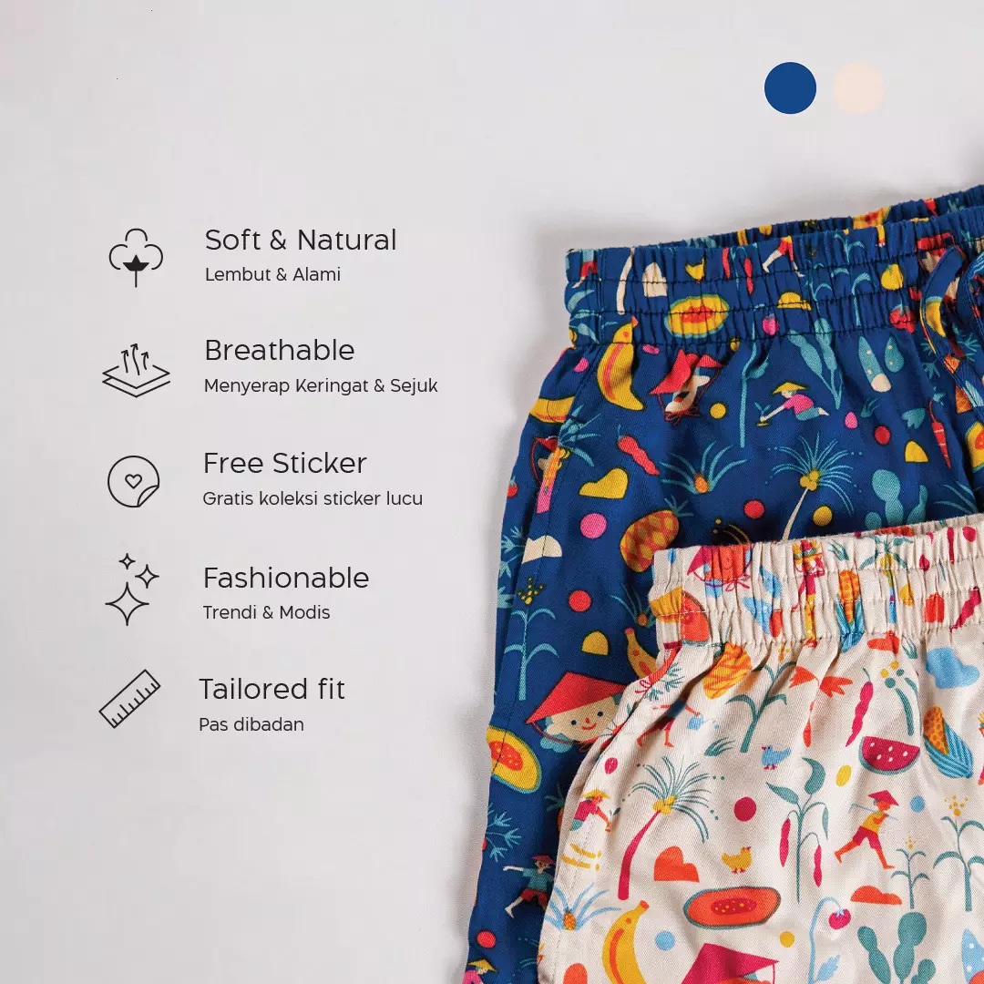 FNKids Celana Santai Anak Clana pendek Unisex Rayon Twill Nathalie X Amalia FNKC 3395 1PCS