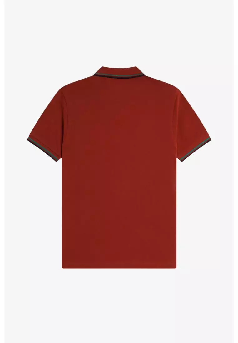 Fred Perry M3600 Twin Tipped Fred Perry Shirt (Burnt Red / Sport Green / Navy）