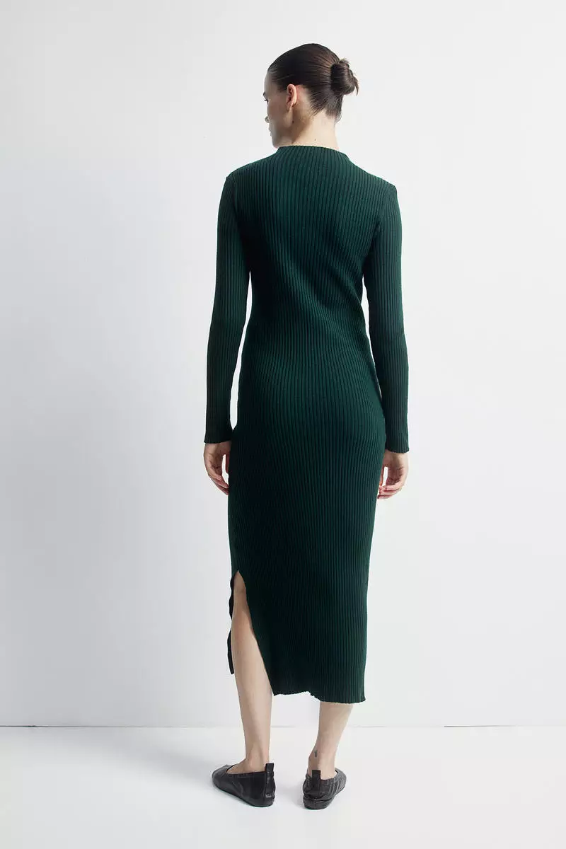 MAMA Rib-knit turtleneck dress