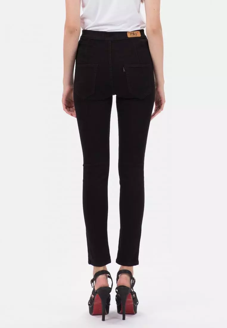 Highwaist Skinny Jeans No Pocket in Black