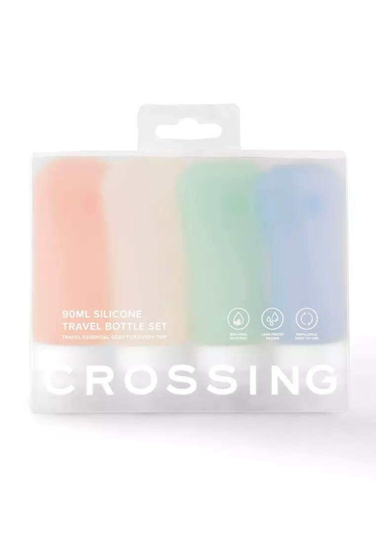 Crossing Silicone Leak Proof TSA Approved Travel Size Bottles 90ml (4 Pack)  Assorted