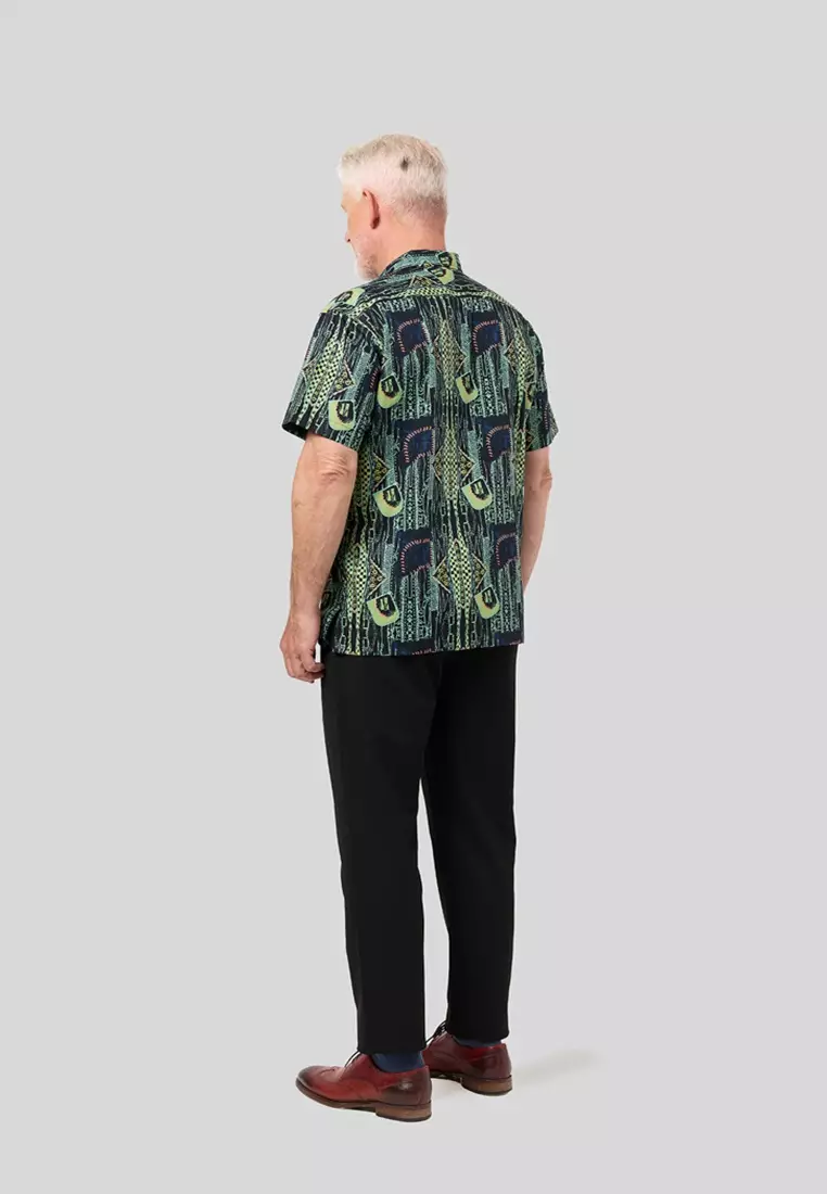 Nusantara Modern Fit Fabric Patches in Black Aqua