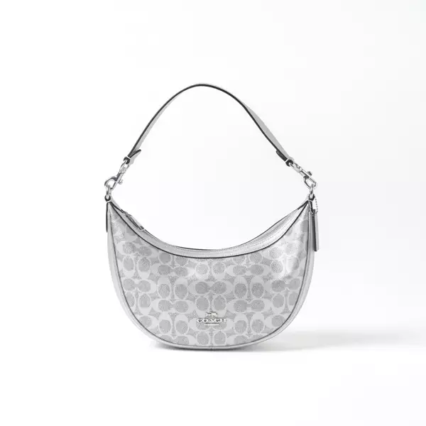 Tas COACH ARIA MONOGRAM METALLIC SILVER HOBO BAG WITH LS 100% ORIGINAL