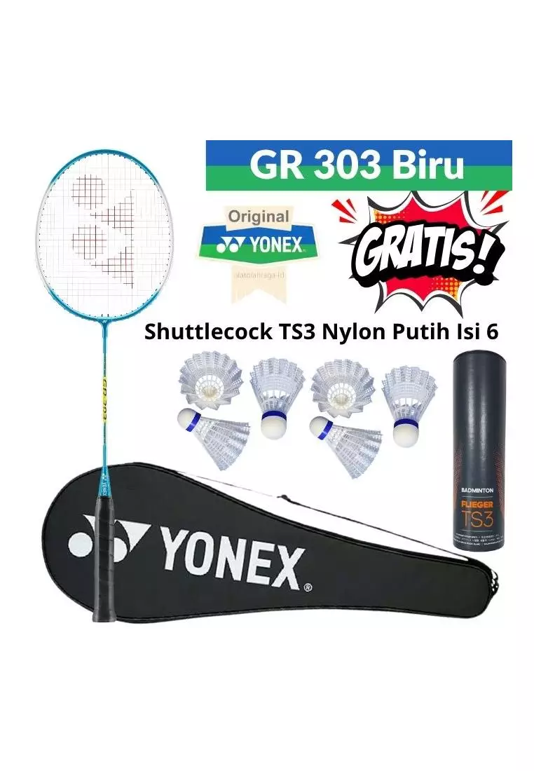 Raket Badminton / Bulutangkis Yonex Gr 303 clear blue GRATIS Kok Nylon TS3 Isi 6 Buah 100% Original