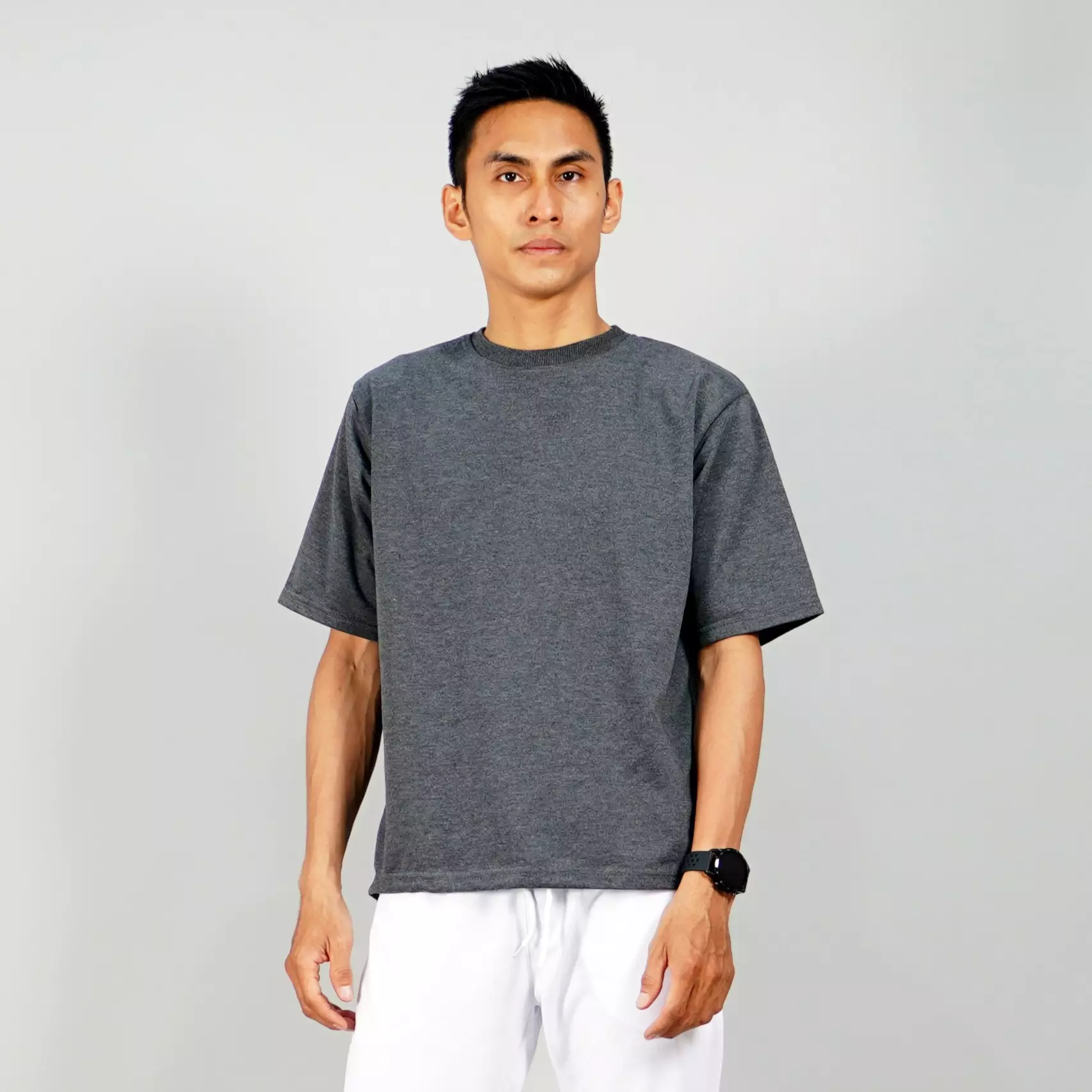 GEORGE Basic T-Shirts Pria Lengan Pendek Kaos Casual TShirt For Men - ABU TUA