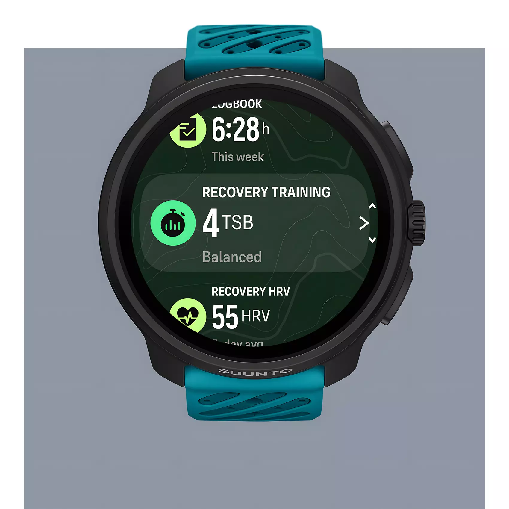 Suunto Race 2 - Jam Tangan Unisex - Dark Brushed Stainless Steel Striped Two-Tone Wave Blue Silicone Strap - SS051242000