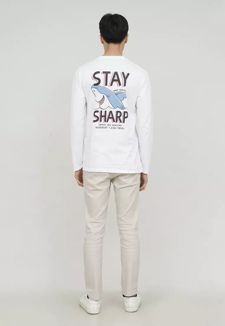 Kaos cotton combed lengan panjang pria putih houseofcuff stay sharp