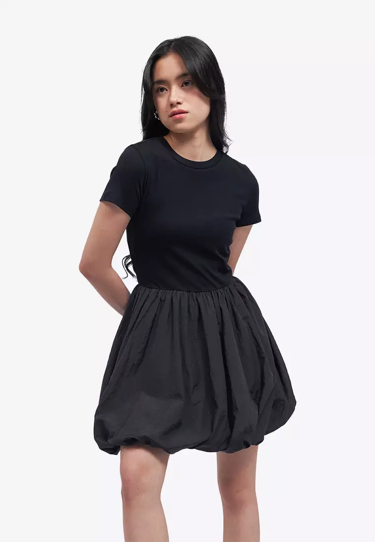 Short Sleeve Balloon Mini Dress