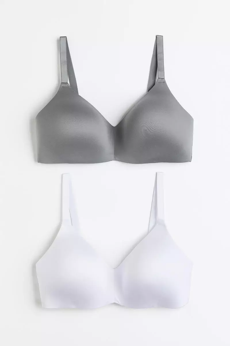H & M - Non-wired microfibre push-up bra - White, Compare