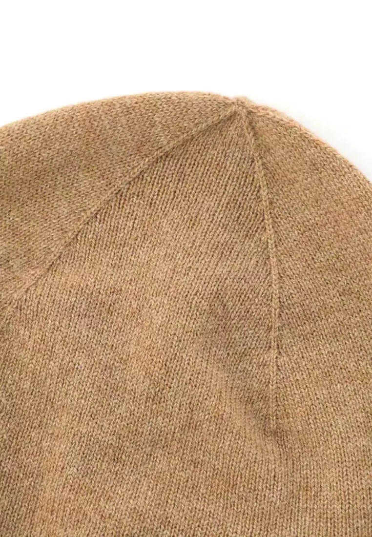 Burberry Logo Graphic Cashmere Beanie in Camel