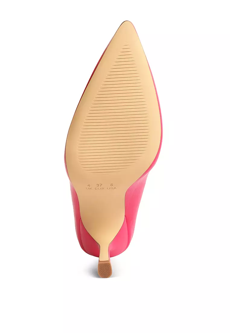 Sepatu hak stiletto berujung runcing warna merah muda