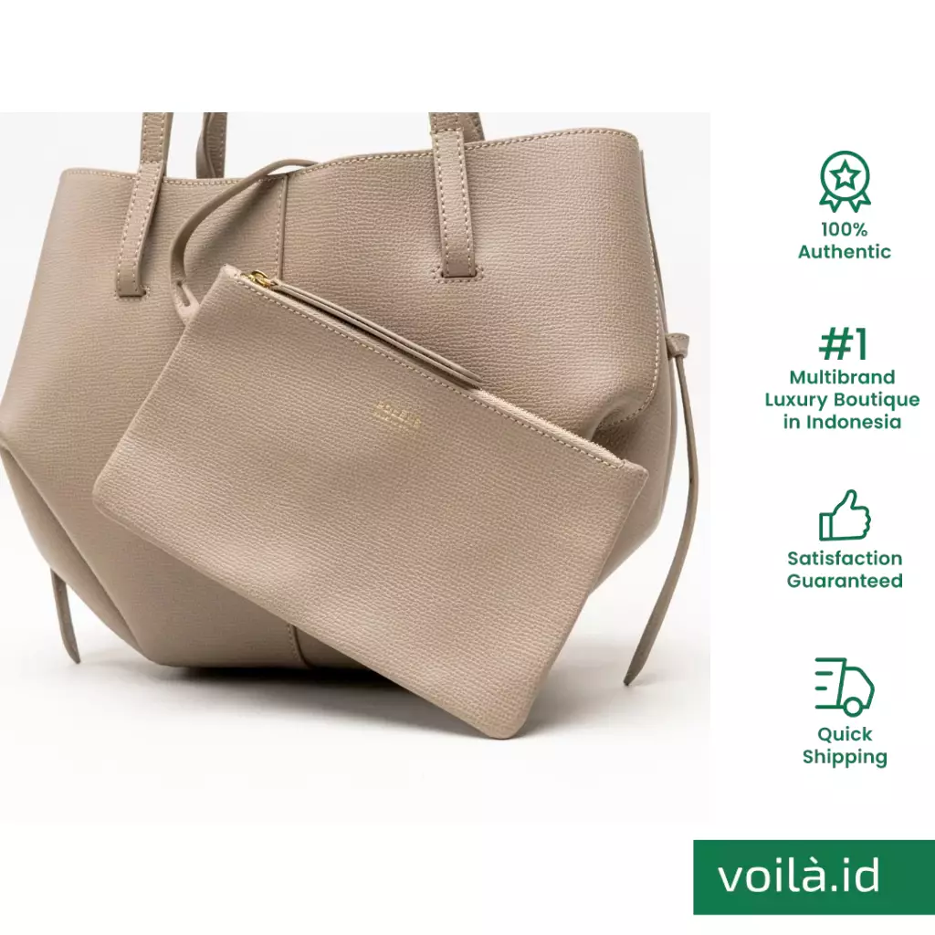 Cyme Mini Shopping Bag Grained Leather Taupe