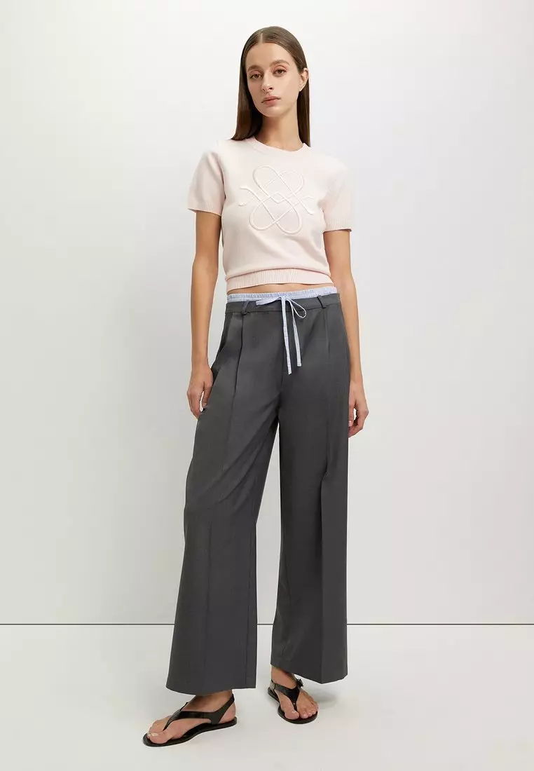 Embroidered Knit Top - Light Pink