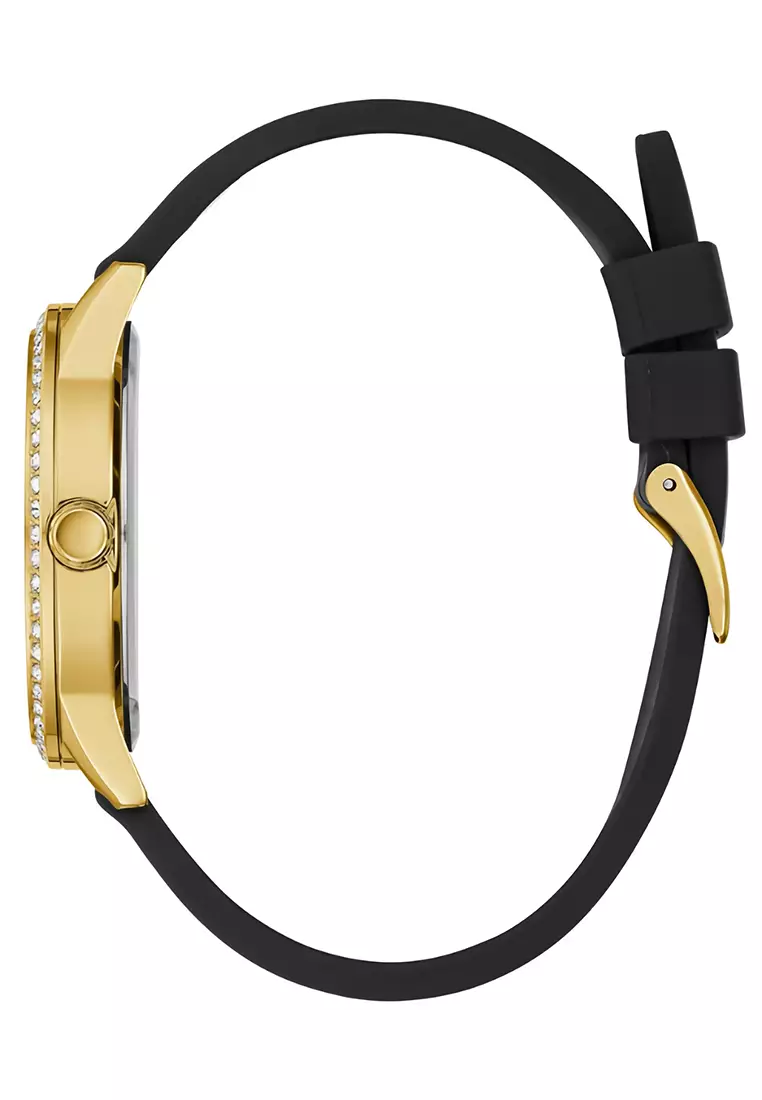 Guess GW0355L1 - Jam Tangan Analog Wanita - Gold - Black Rubber Strap
