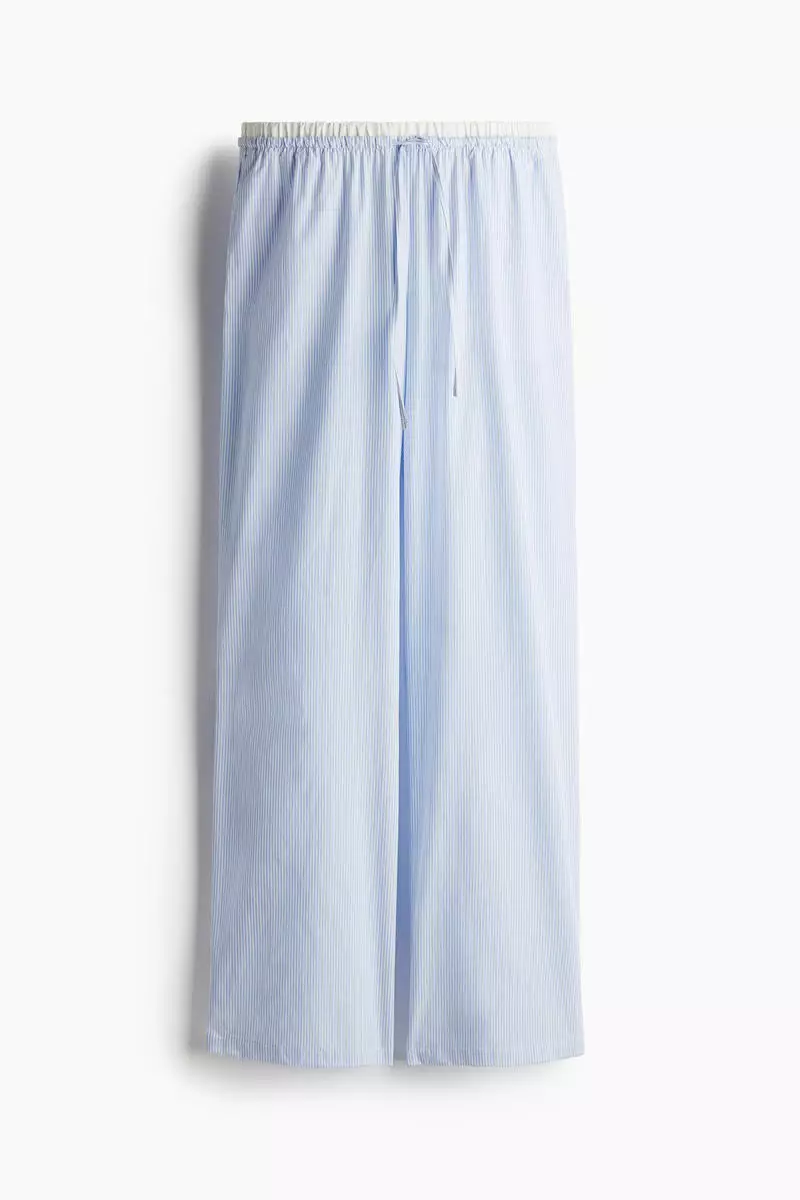 Double-waistband poplin drawstring trousers