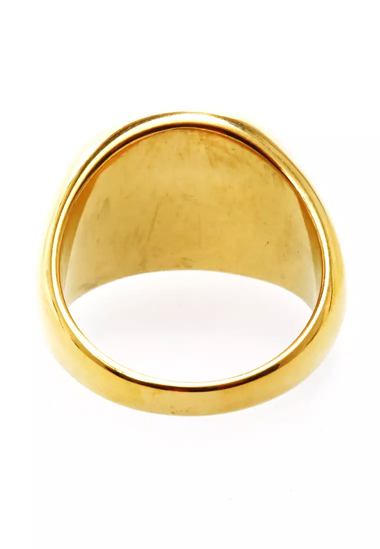 Daisy Cincin Signet Ring Desain Oval Aksesoris Pria Wanita Material Titanium ORIGINAL - Gold Glossy