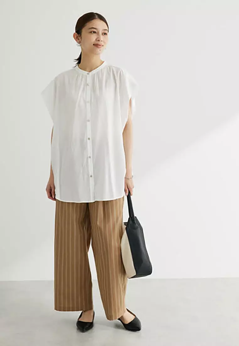 Green Parks - Tsuji Cotton Linen Blend Tuck Pants Stripe