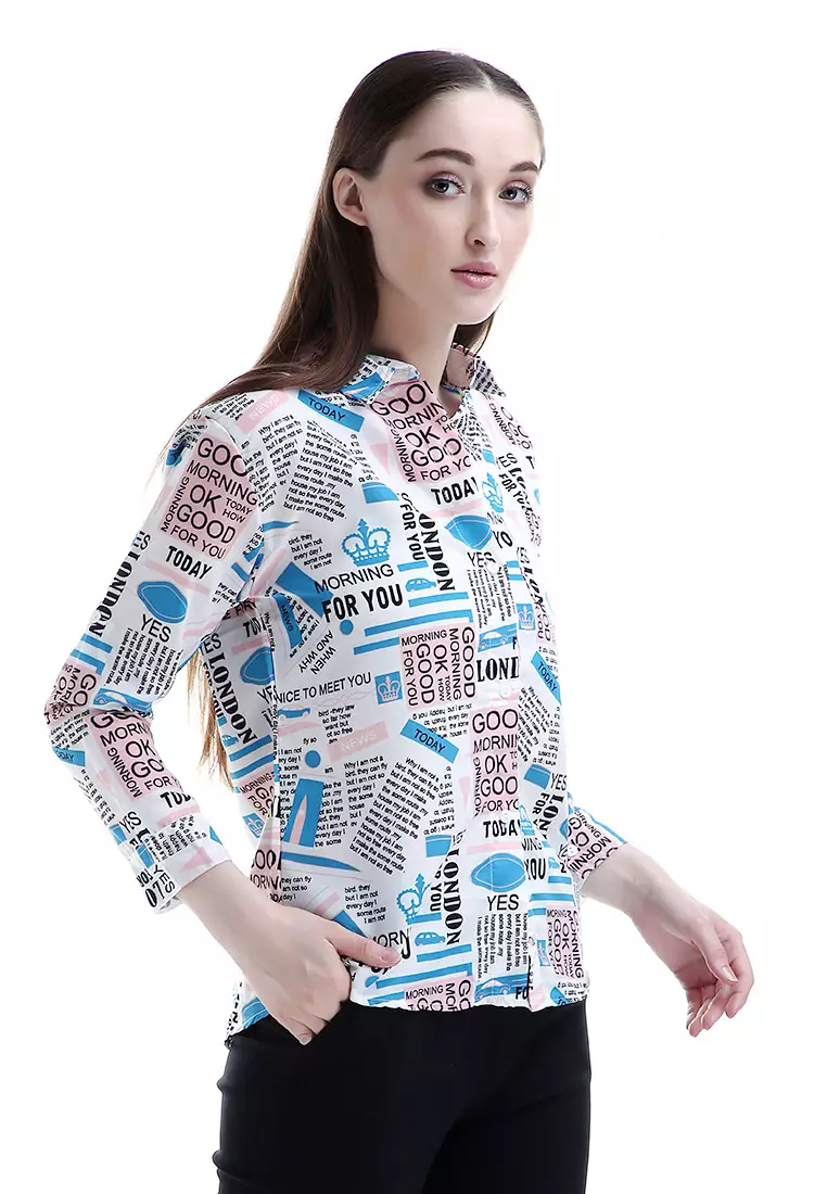 Avery Kemeja Atasan Wanita Design Stylish Long Sleeves Shirt - Pink