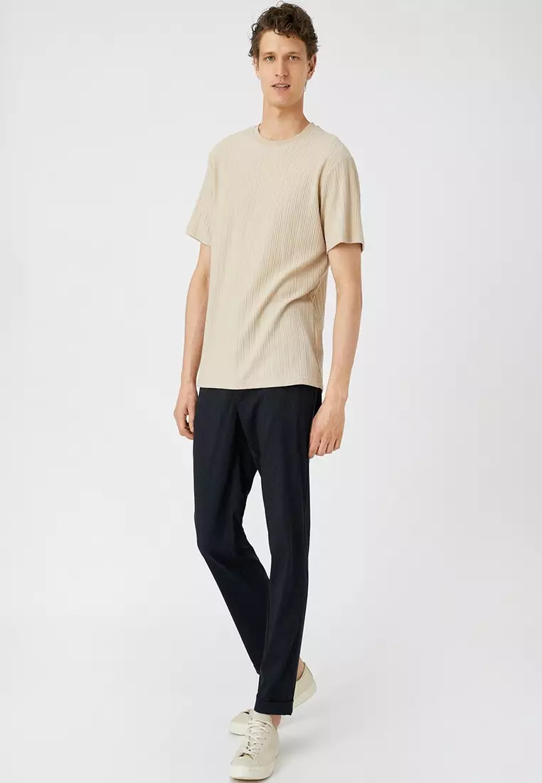 Lace Waist Striped Pants