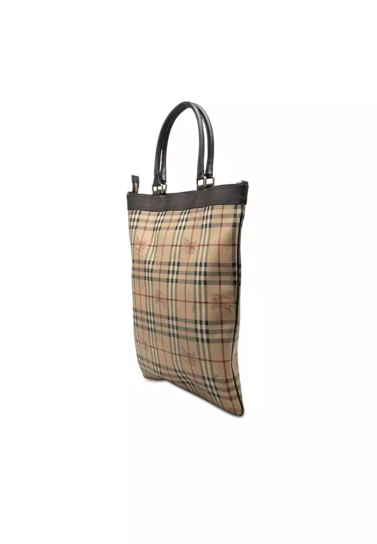 Pre-Loved Burberry Haymarket Check Coated Canvas Tote