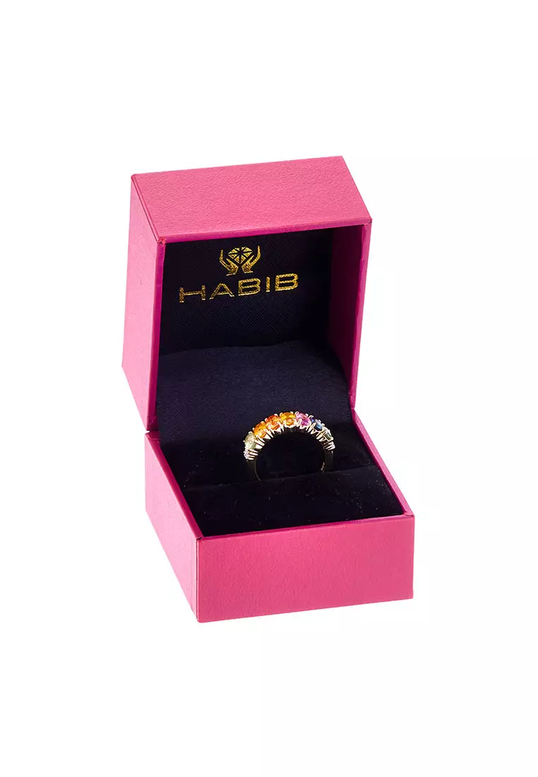 HABIB Multi-coloured Sapphire Gemstones and Diamond Ring in 375/9K Yellow Gold 269550524